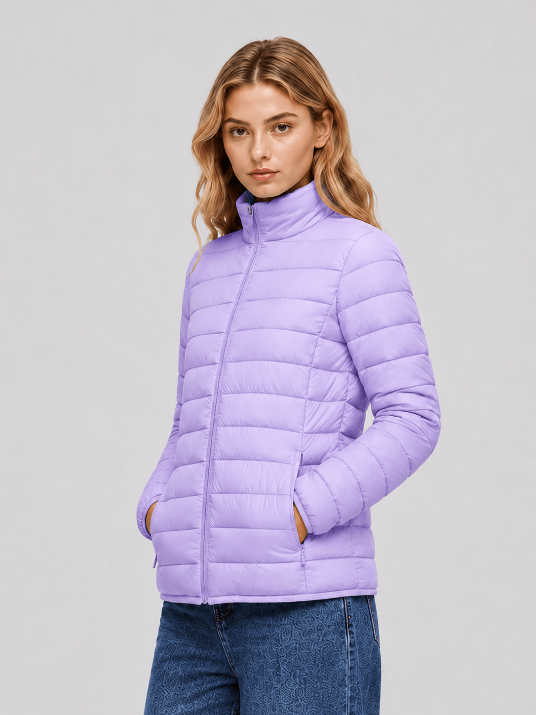 YUCOLEN Women's Lightweight Jacket Packable Water Resistant Quilted Coat with 4 Pockets in Purple