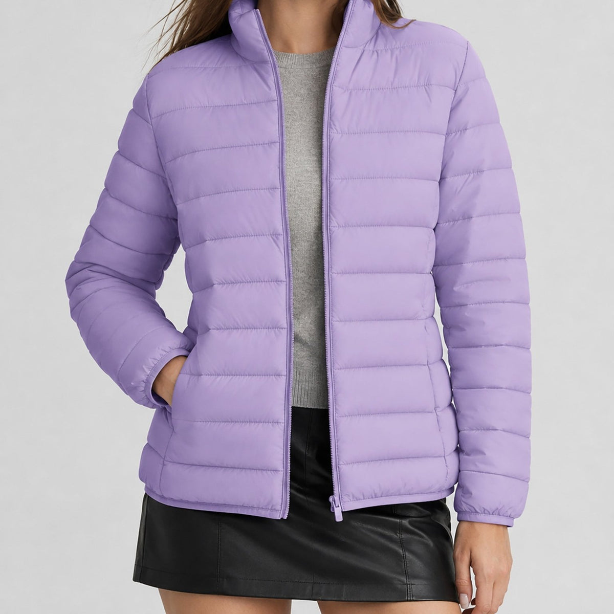 YUCOLEN Women's Lightweight Jacket Packable Water Resistant Quilted Coat with 4 Pockets in Purple