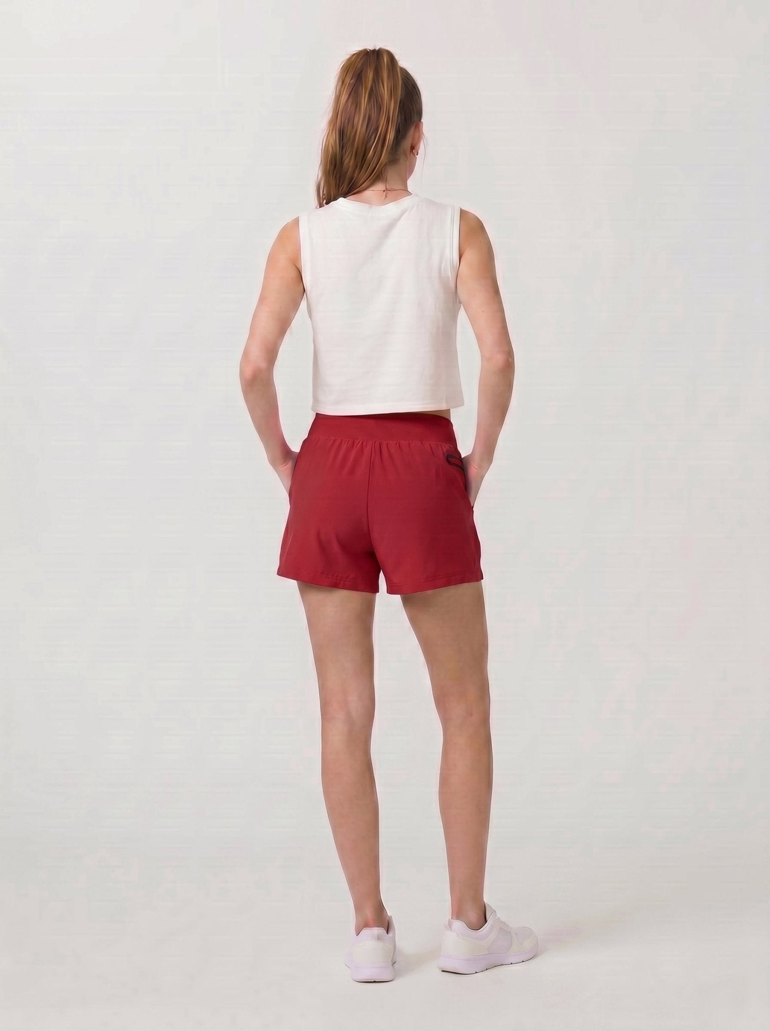 YUCOLEN Women's High Waisted Lightweight Running Shorts - Stretch Workout Shorts in Red
