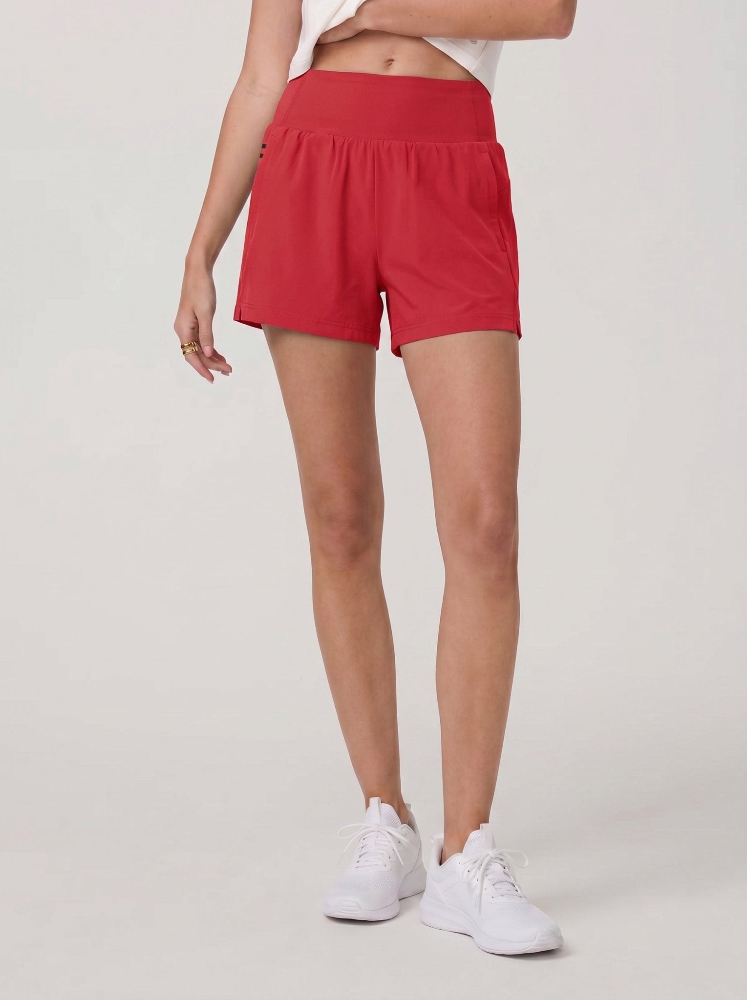 YUCOLEN Women's High Waisted Lightweight Running Shorts - Stretch Workout Shorts in Red