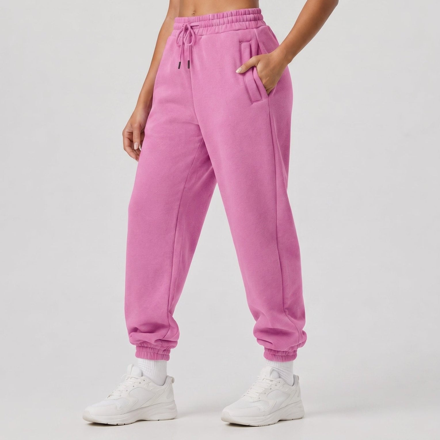 YUCOLEN Heavyweight Fleece Lined Sweatpants Baggy Unisex Relaxed Fit Joggers in Rose pink