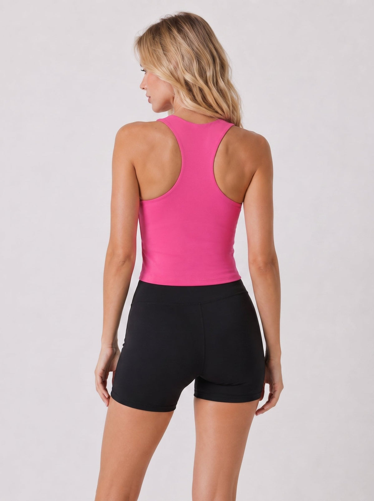 YUCOLEN Women Crop Workout Tank Top with Built in Bra Padded Racerback Yoga Top in Rose Red