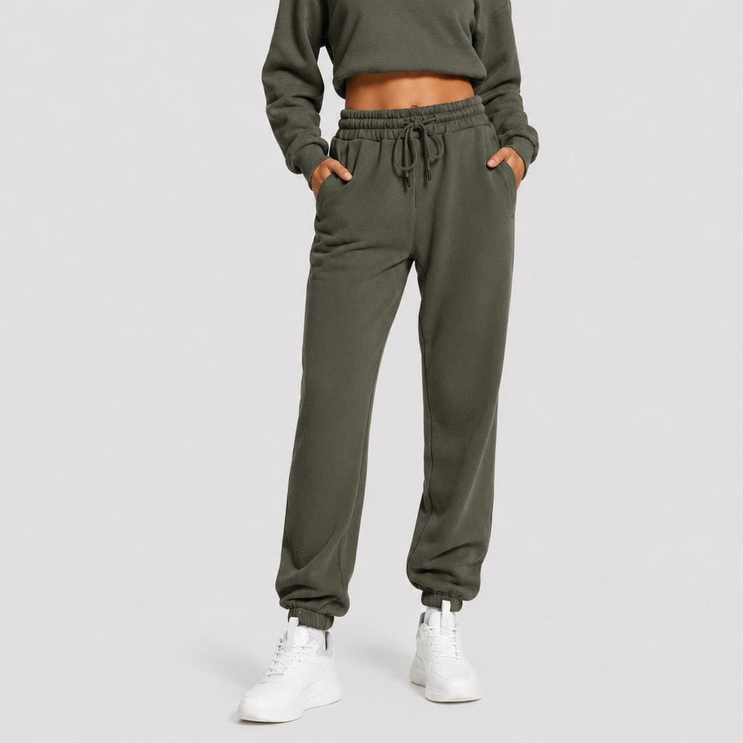 YUCOLEN Heavyweight Fleece Lined Sweatpants Baggy Unisex Relaxed Fit Joggers in Taupe