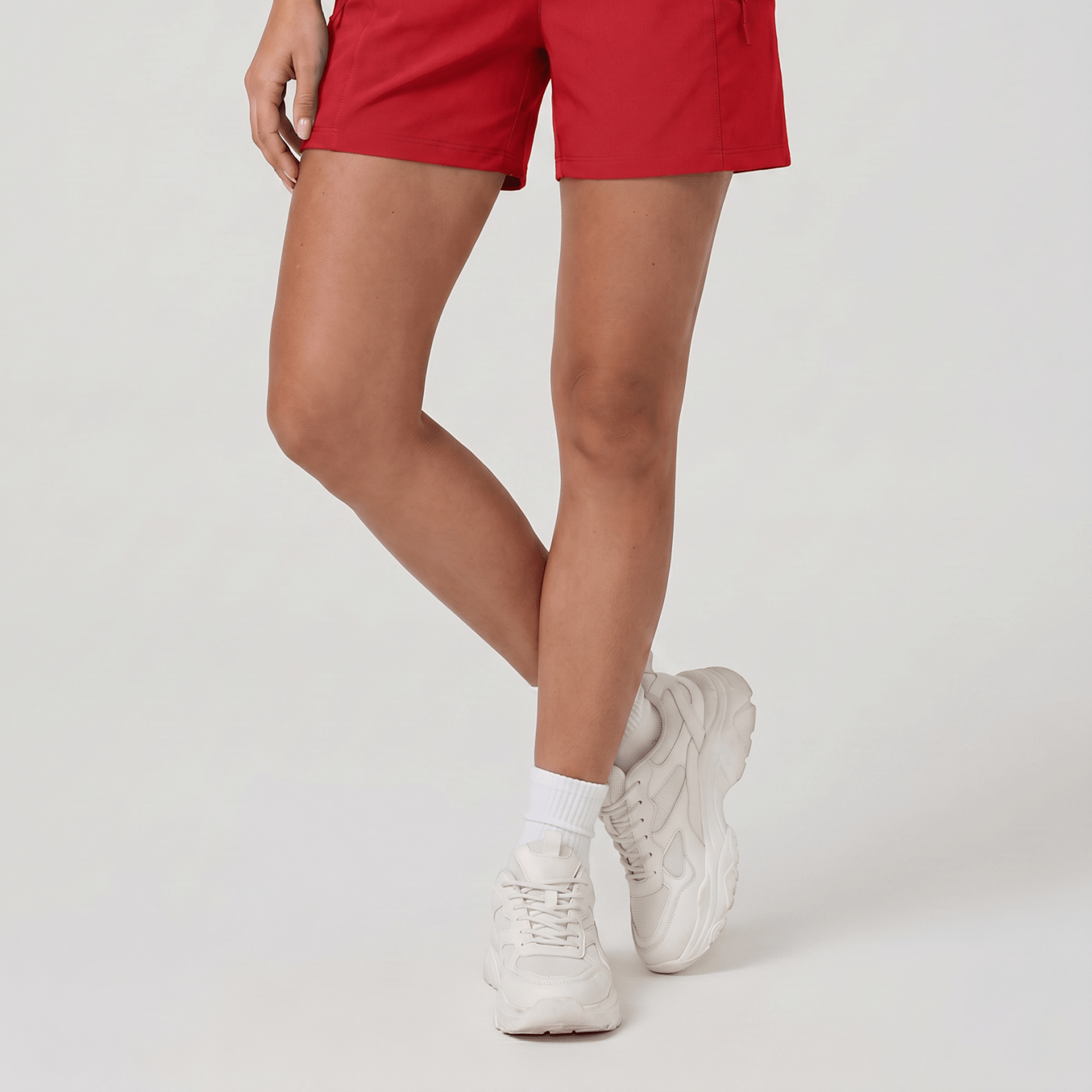 YUCOLEN Women's Quick Dry Hiking Cargo Shorts UPF 50 Plus Lightweight 5 Inch Athletic Shorts in Tomato Red