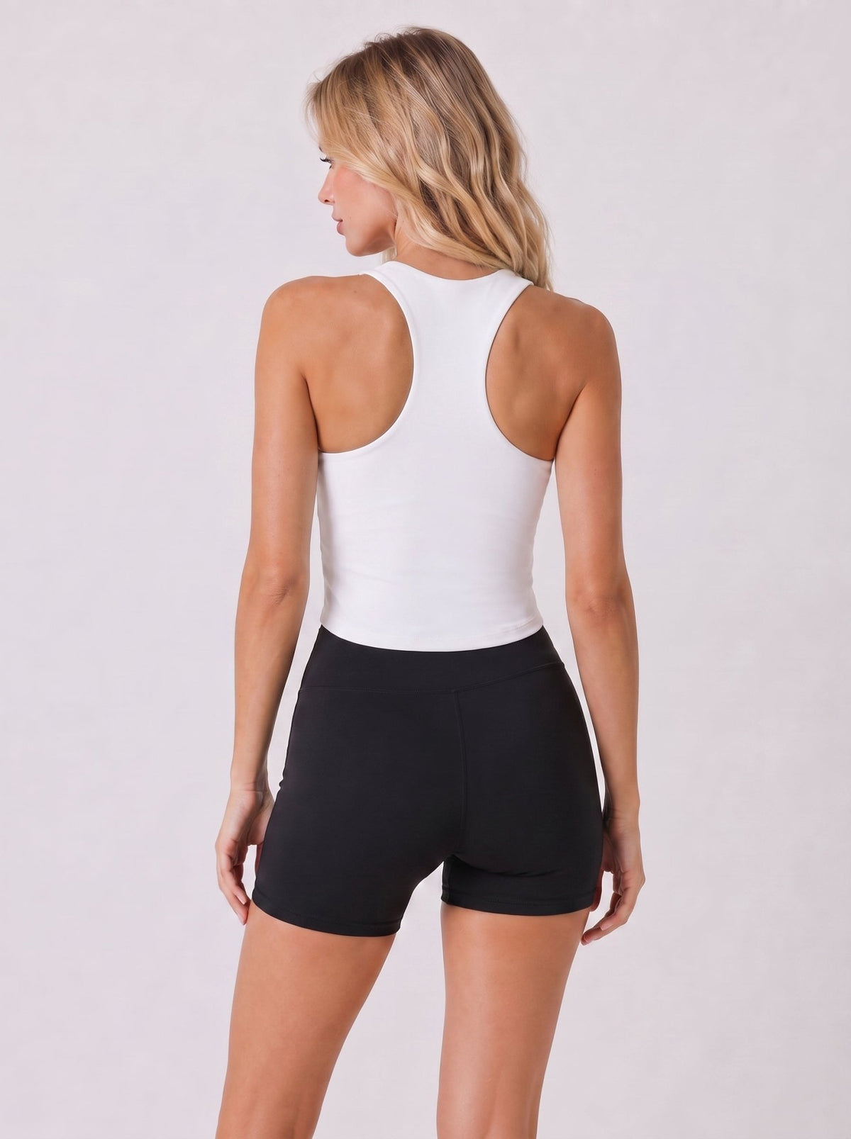 YUCOLEN Women Crop Workout Tank Top with Built in Bra Padded Racerback Yoga Top in White
