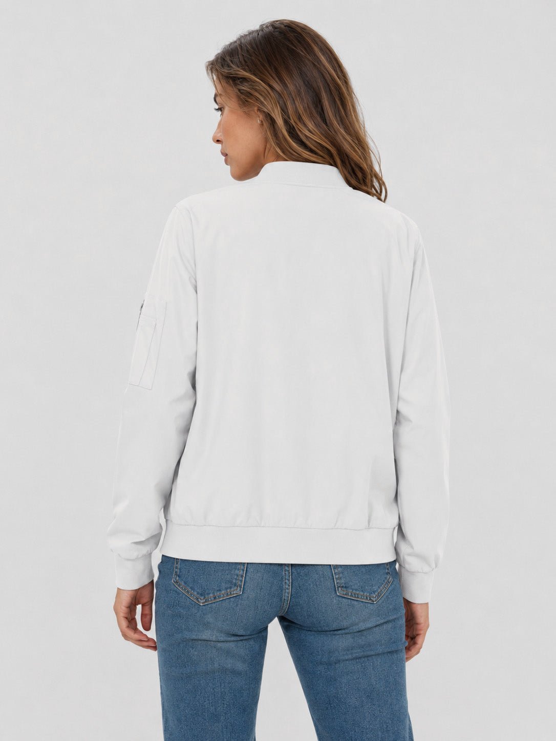 YUCOLEN Women's Lightweight Water Resistant Bomber Jacket 5-Pocket Utility Windbreaker in White