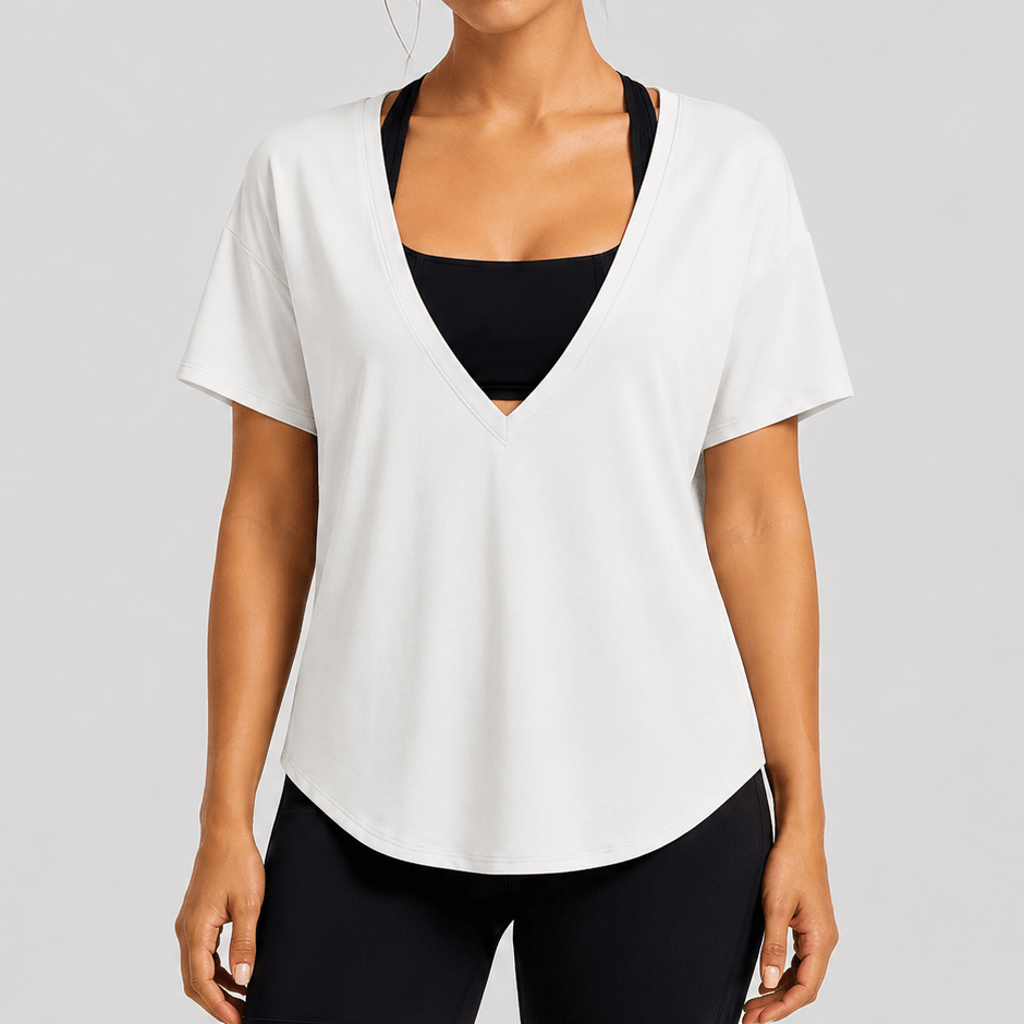 YUCOLEN Women's Reversible Workout Tee Open Back Loose Fit Athletic Shirt in White