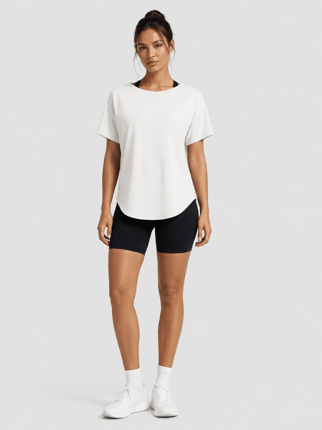 YUCOLEN Women's Reversible Workout Tee Open Back Loose Fit Athletic Shirt in White
