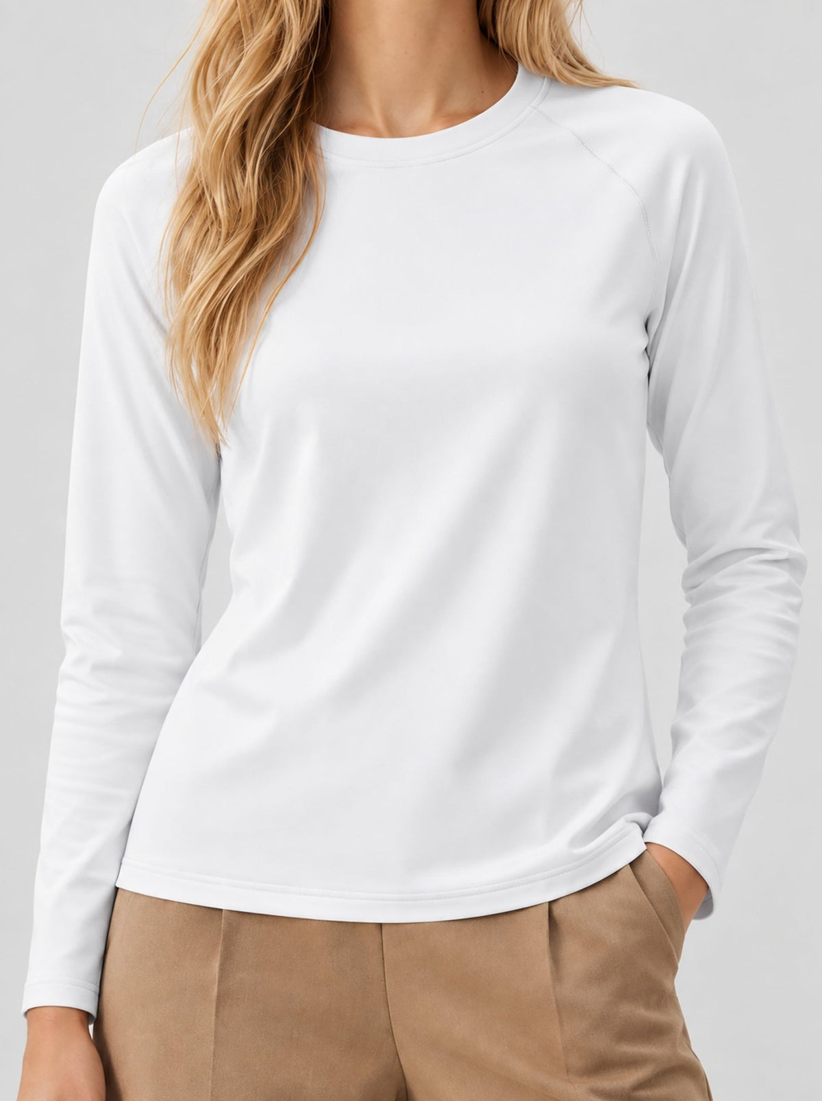 YUCOLEN Women’s Stretch Thermal Long Sleeve Active Top in White