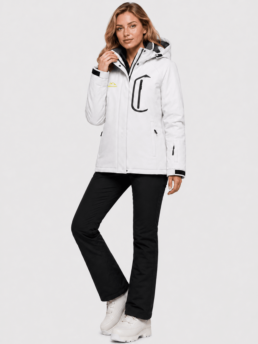 YUCOLEN Women's Windproof Ski Jacket Warm Fleece Lined Winter Snow Coat in White