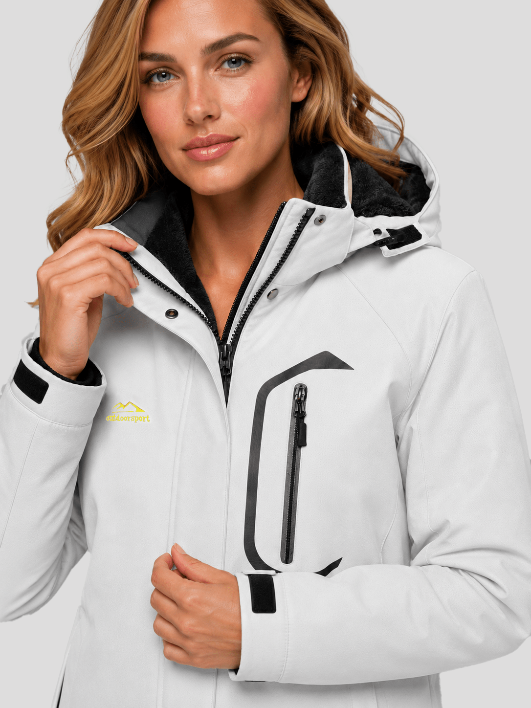 YUCOLEN Women's Windproof Ski Jacket Warm Fleece Lined Winter Snow Coat in White