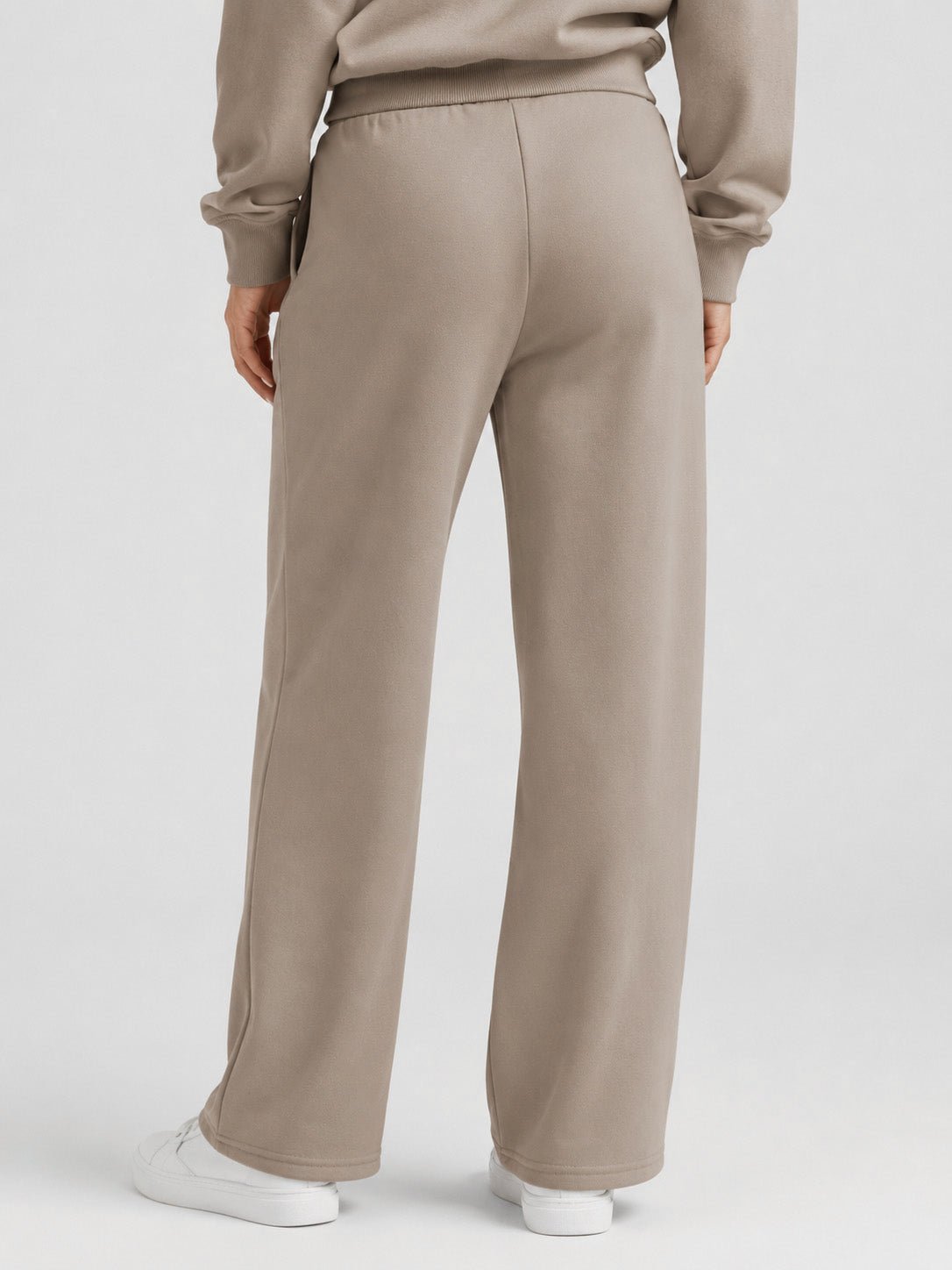 YUCOLEN Women's Sherpa Lined Wide Leg Pants 370G Thermal Fleece Sweatpants in Coffee Grey
