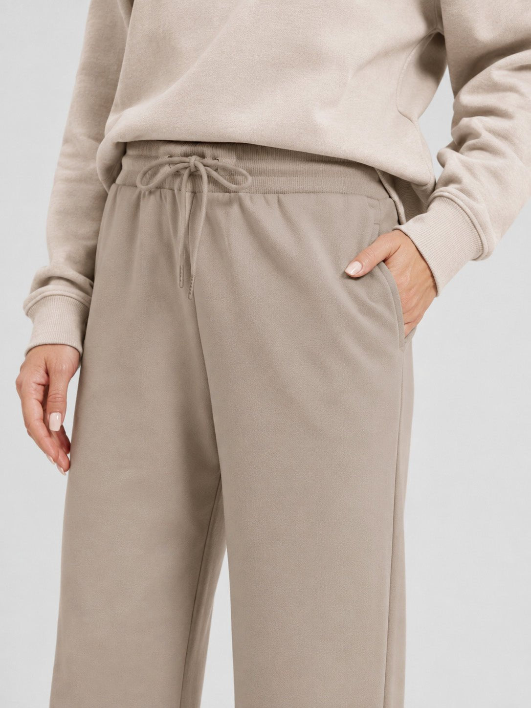 YUCOLEN Women's Sherpa Lined Wide Leg Pants 370G Thermal Fleece Sweatpants in Coffee Grey