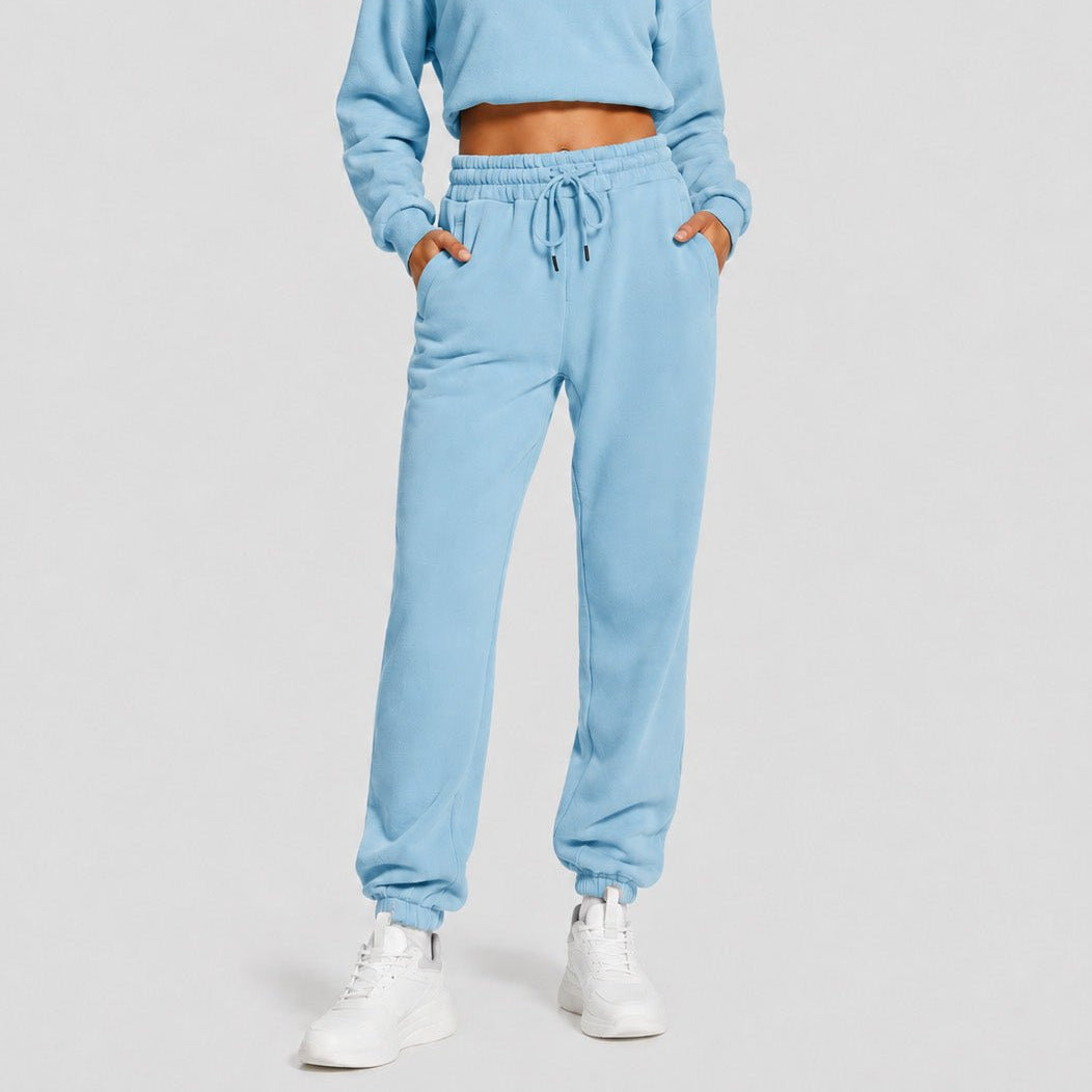 YUCOLEN Heavyweight Fleece Lined Sweatpants Baggy Unisex Relaxed Fit Joggers in Medium blue