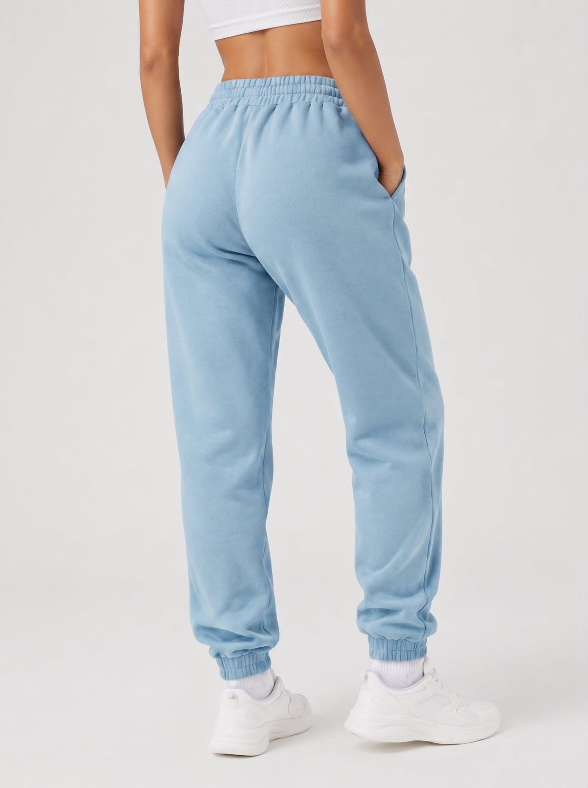 YUCOLEN Heavyweight Fleece Lined Sweatpants Baggy Unisex Relaxed Fit Joggers in Medium blue