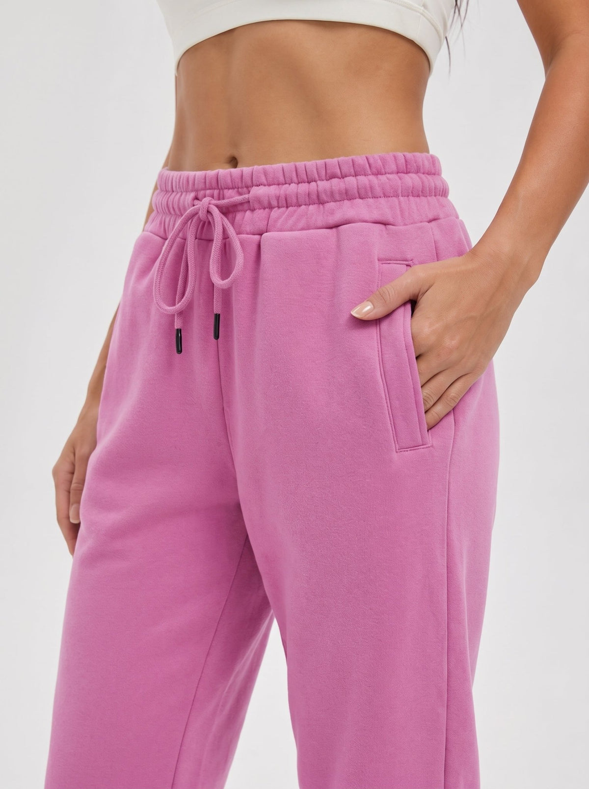 YUCOLEN Heavyweight Fleece Lined Sweatpants Baggy Unisex Relaxed Fit Joggers in Rose pink