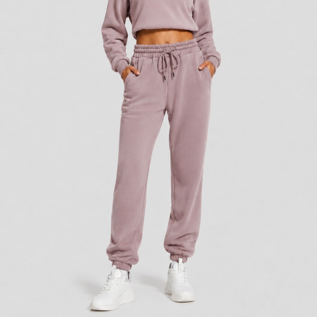 YUCOLEN Heavyweight Fleece Lined Sweatpants Baggy Unisex Relaxed Fit Joggers in Smoky Violet
