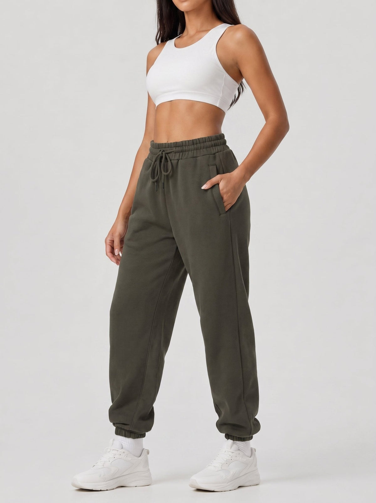 YUCOLEN Heavyweight Fleece Lined Sweatpants Baggy Unisex Relaxed Fit Joggers in Gray brown