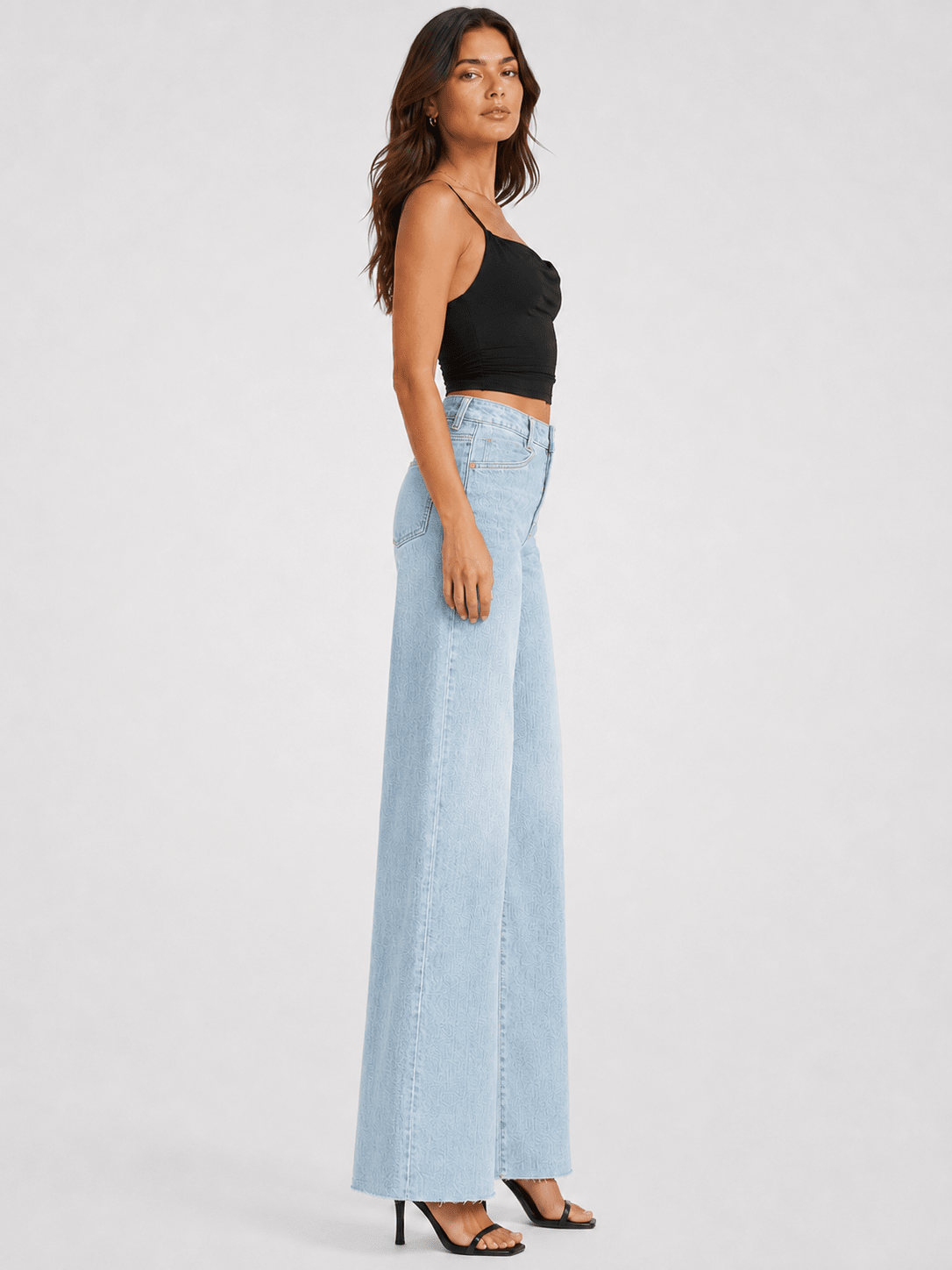 YUCOLEN Women's High Waisted Wide Leg Jeans Stretchy Vintage Loose Denim Pants in Light Blue