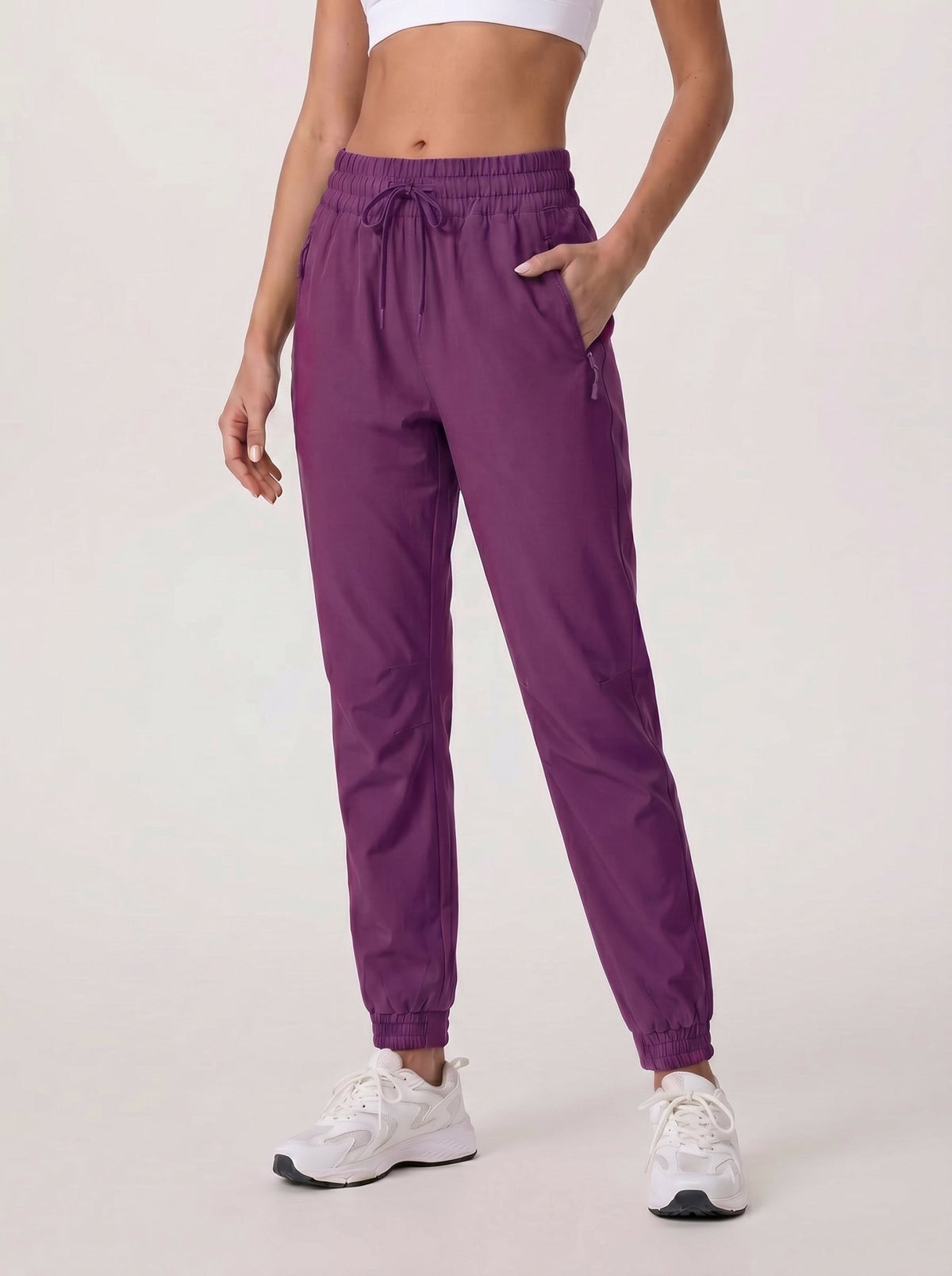 YUCOLEN Women's Lightweight Quick Dry Hiking Pants Water Resistant Outdoor Joggers in Purple Red