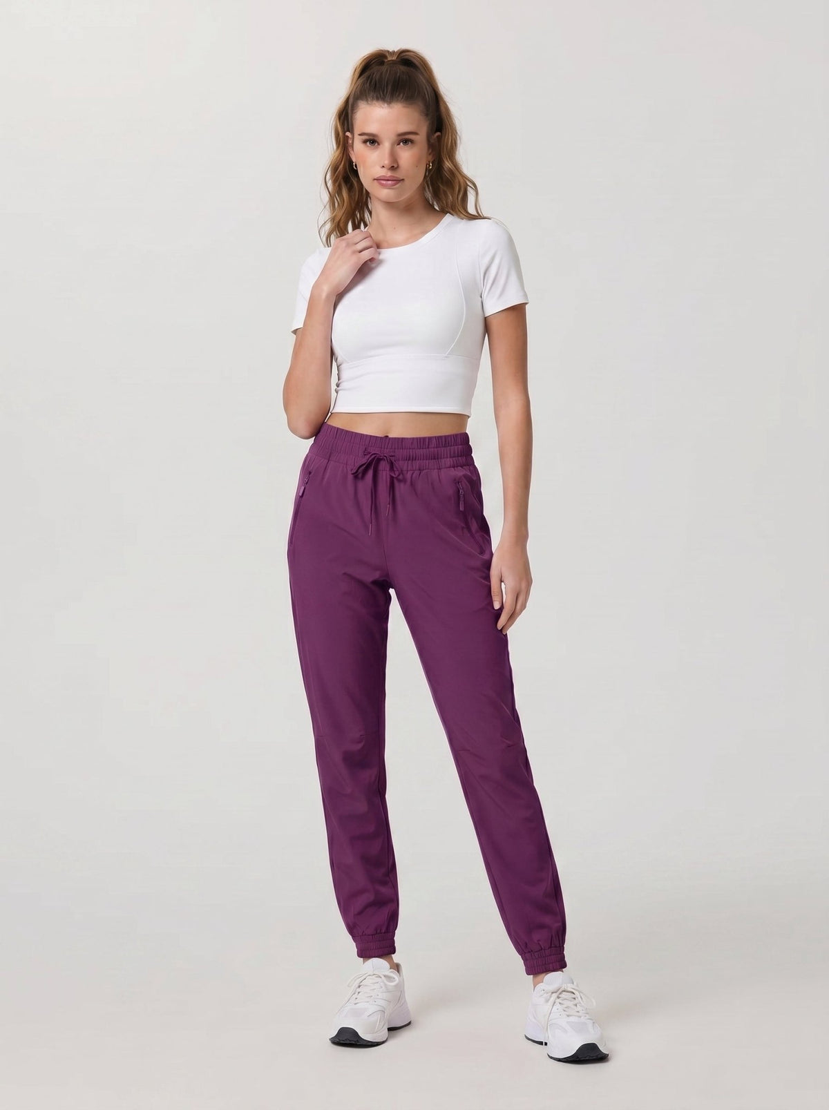 YUCOLEN Women's Lightweight Quick Dry Hiking Pants Water Resistant Outdoor Joggers in Purple Red