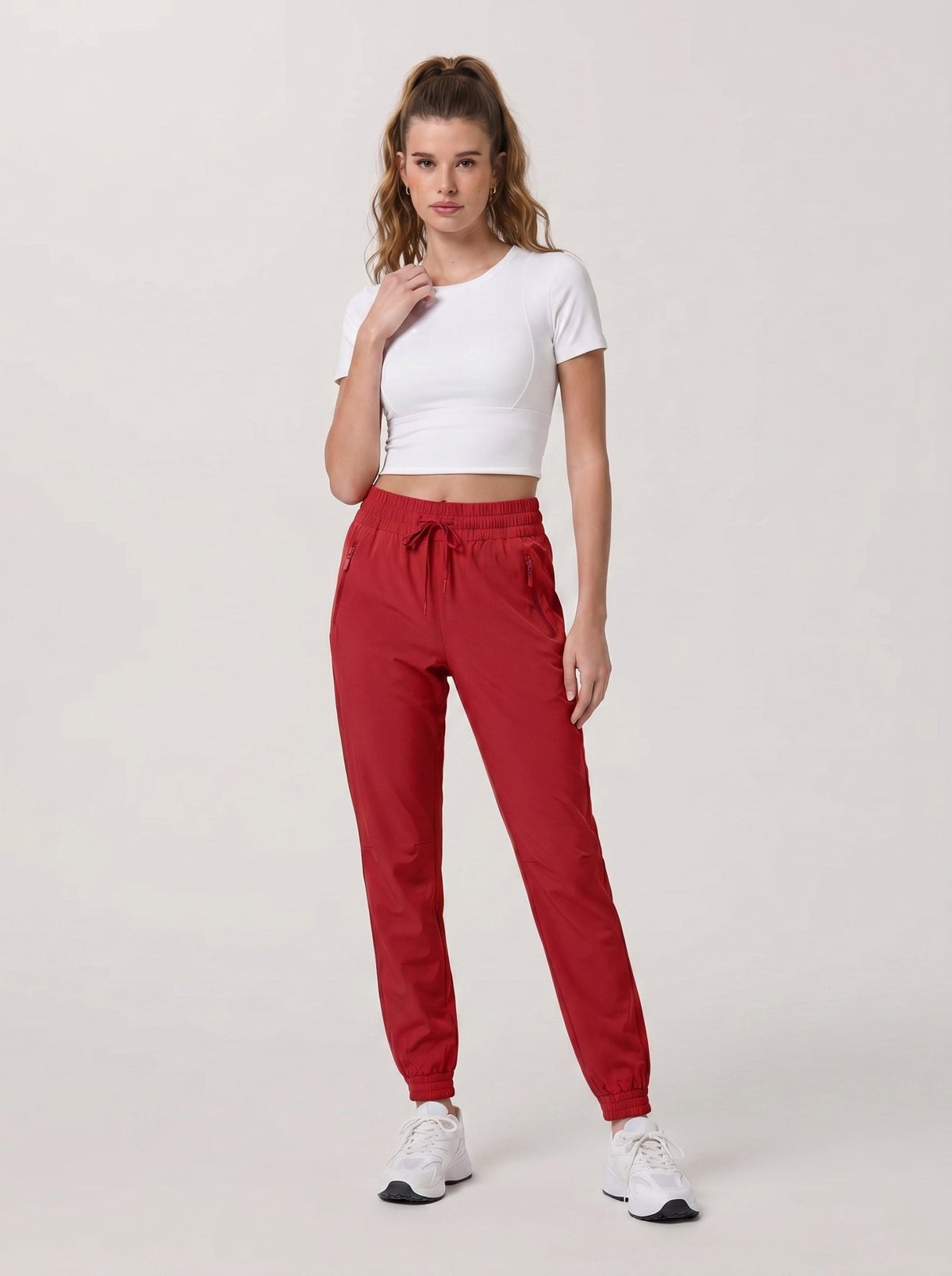 YUCOLEN Women's Lightweight Quick Dry Hiking Pants Water Resistant Outdoor Joggers in Tomato Red