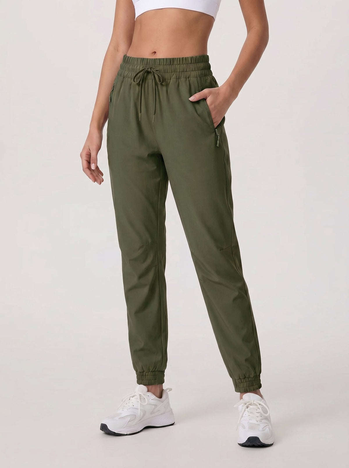 YUCOLEN Women's Lightweight Quick Dry Hiking Pants Water Resistant Outdoor Joggers in Army Green