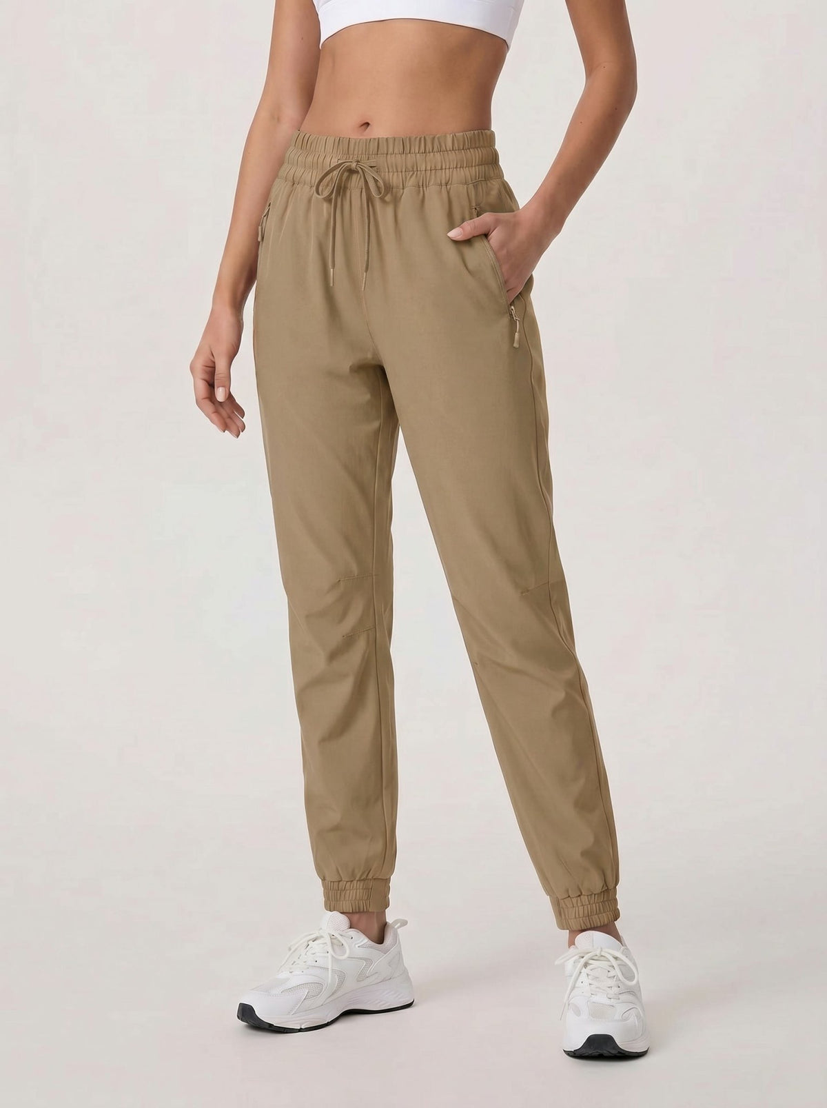 YUCOLEN Women's Lightweight Quick Dry Hiking Pants Water Resistant Outdoor Joggers in Khaki