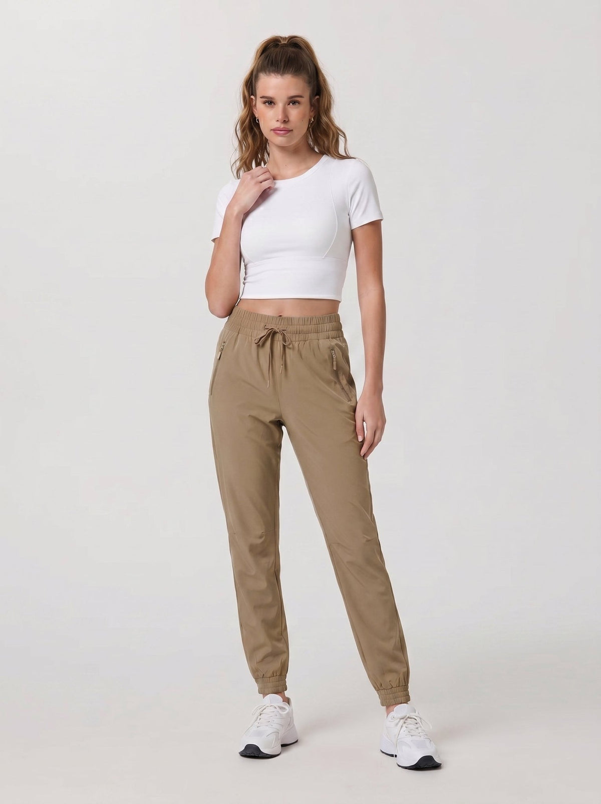 YUCOLEN Women's Lightweight Quick Dry Hiking Pants Water Resistant Outdoor Joggers in Khaki