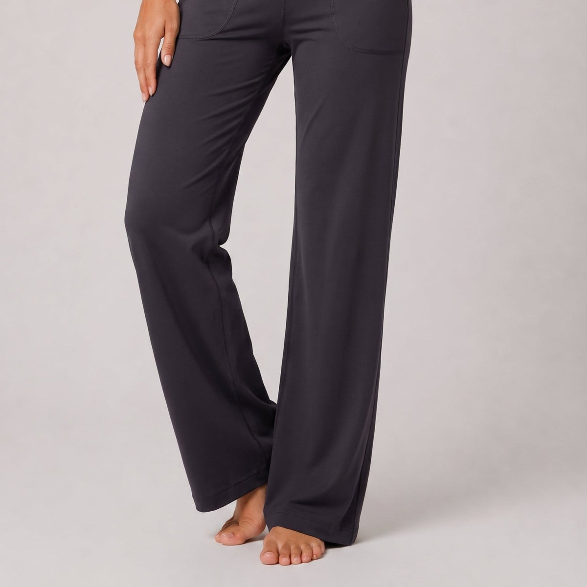 YUCOLEN Women's Straight Leg Yoga Pants High Waisted Performance Trousers with Pockets in Grey