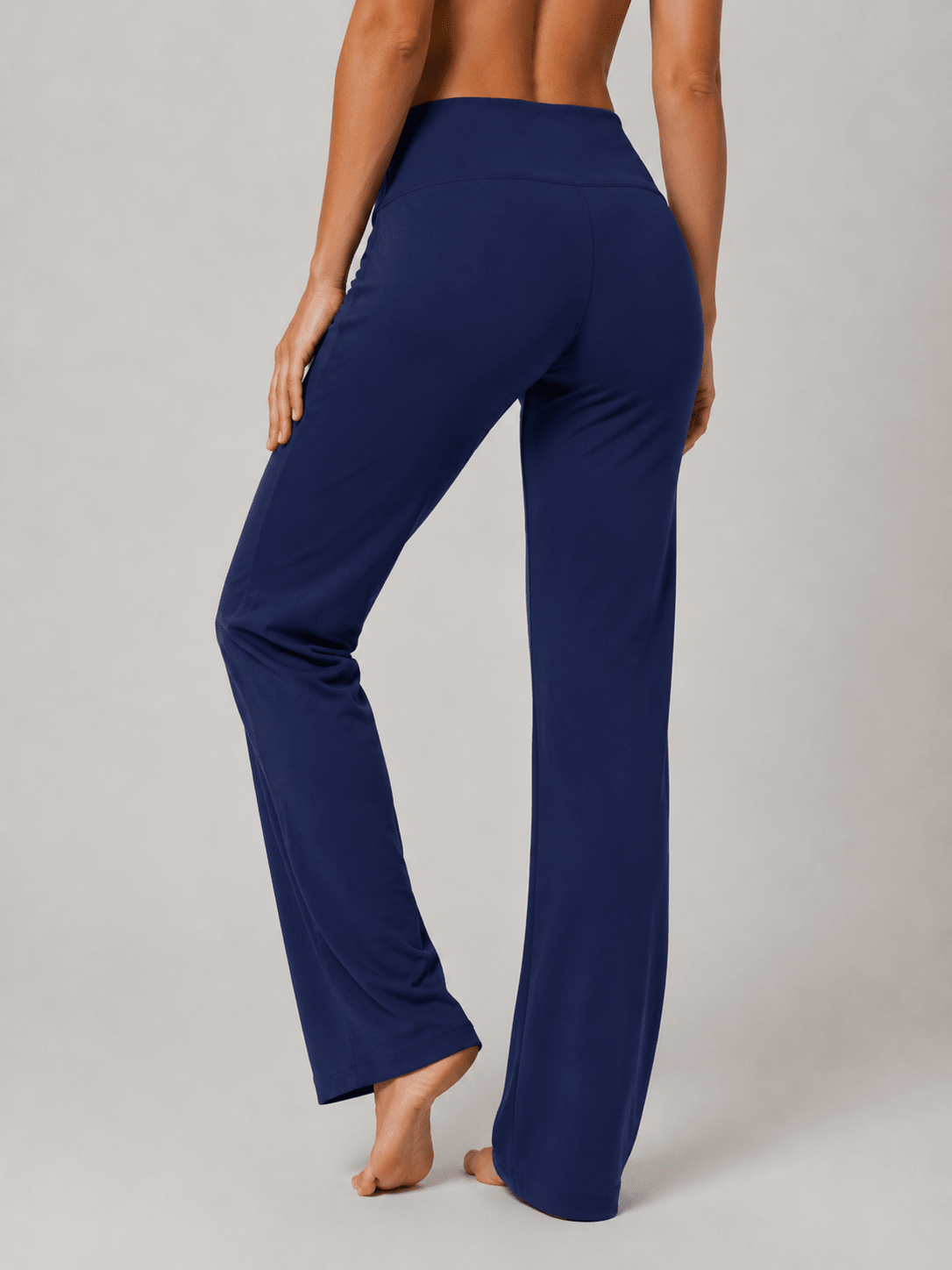 YUCOLEN Women's Straight Leg Yoga Pants High Waisted Performance Trousers with Pockets in Navy blue