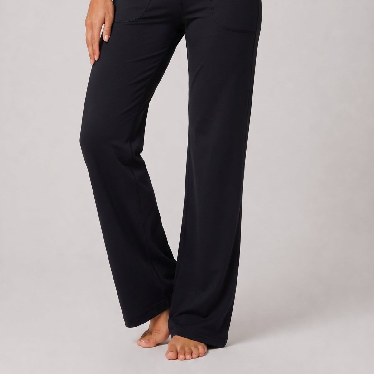 YUCOLEN Women's Straight Leg Yoga Pants High Waisted Performance Trousers with Pockets in Black