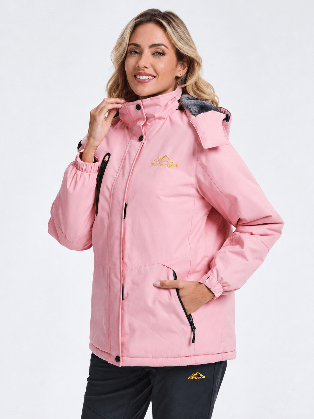 YUCOLEN Women's Waterproof Ski Jacket Fleece Lined Insulated Winter Snow Coat with 5 Pockets in Pink