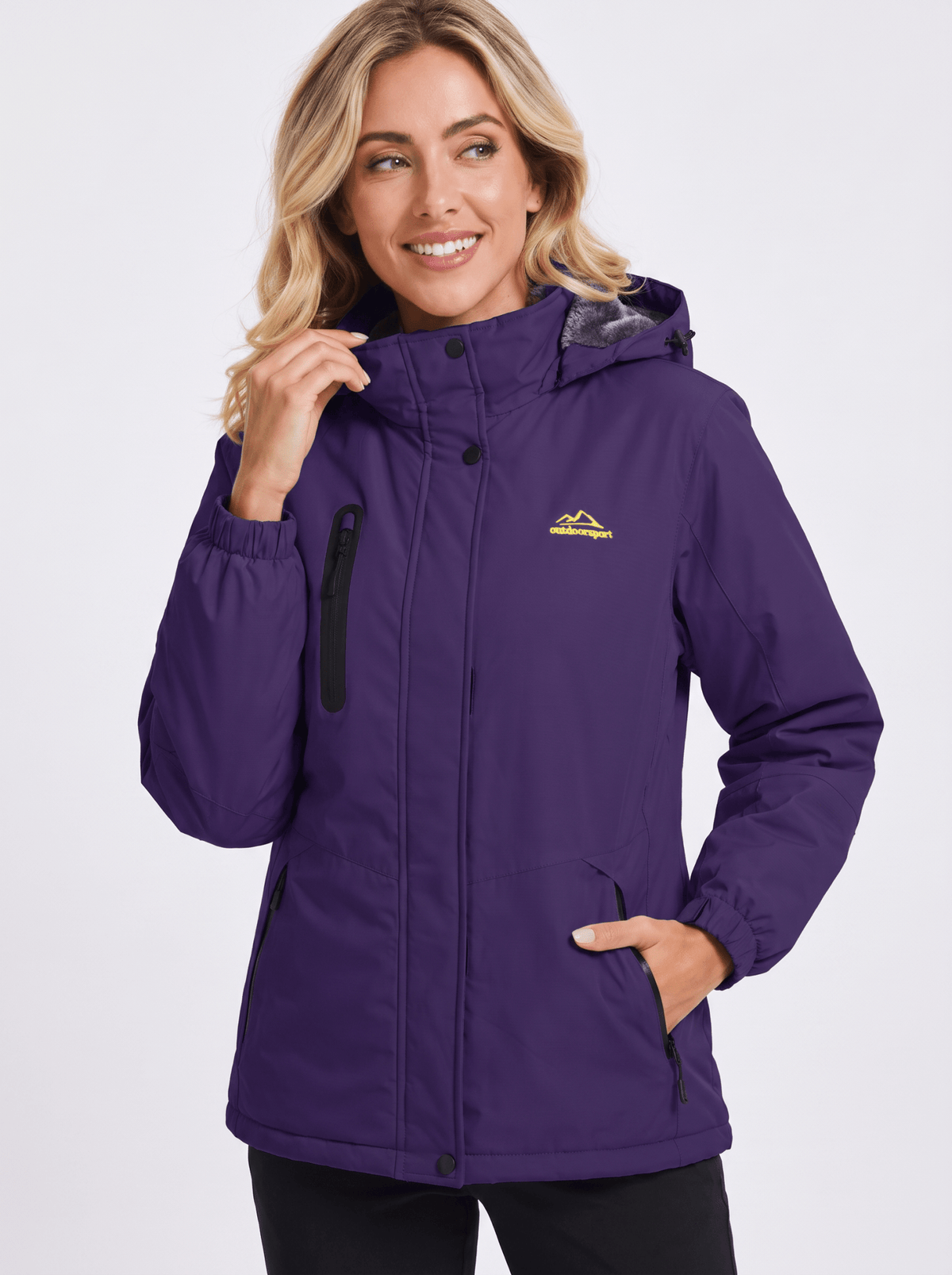 YUCOLEN Women's Waterproof Ski Jacket Fleece Lined Insulated Winter Snow Coat with 5 Pockets in Dark Purple