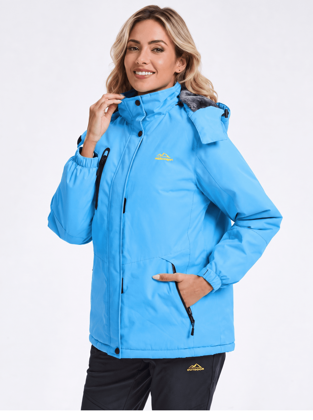 YUCOLEN Women's Waterproof Ski Jacket Fleece Lined Insulated Winter Snow Coat with 5 Pockets in Moon Blue