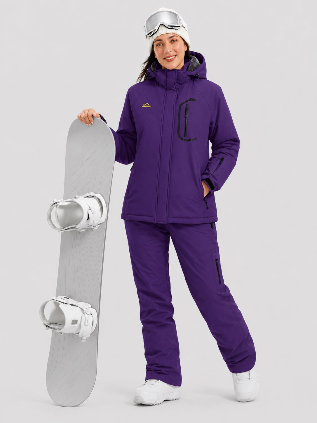YUCOLEN Women's Windproof Ski Jacket Warm Fleece Lined Winter Snow Coat in Dark Purple