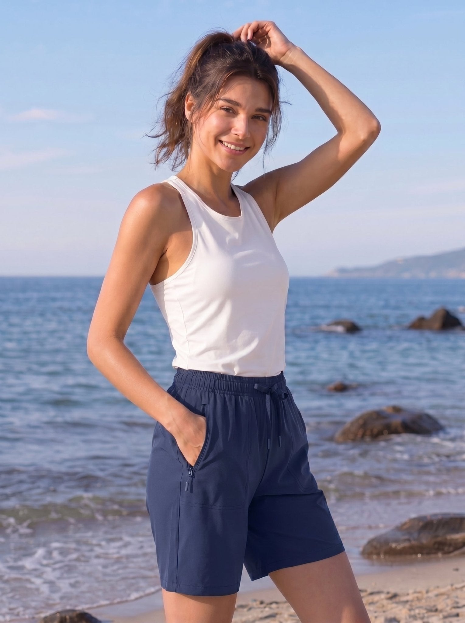 Women’s 8 Inch Hiking Shorts: Quick Dry Water Resistant Outdoor Shorts with Zipper Pockets - YUCOLEN