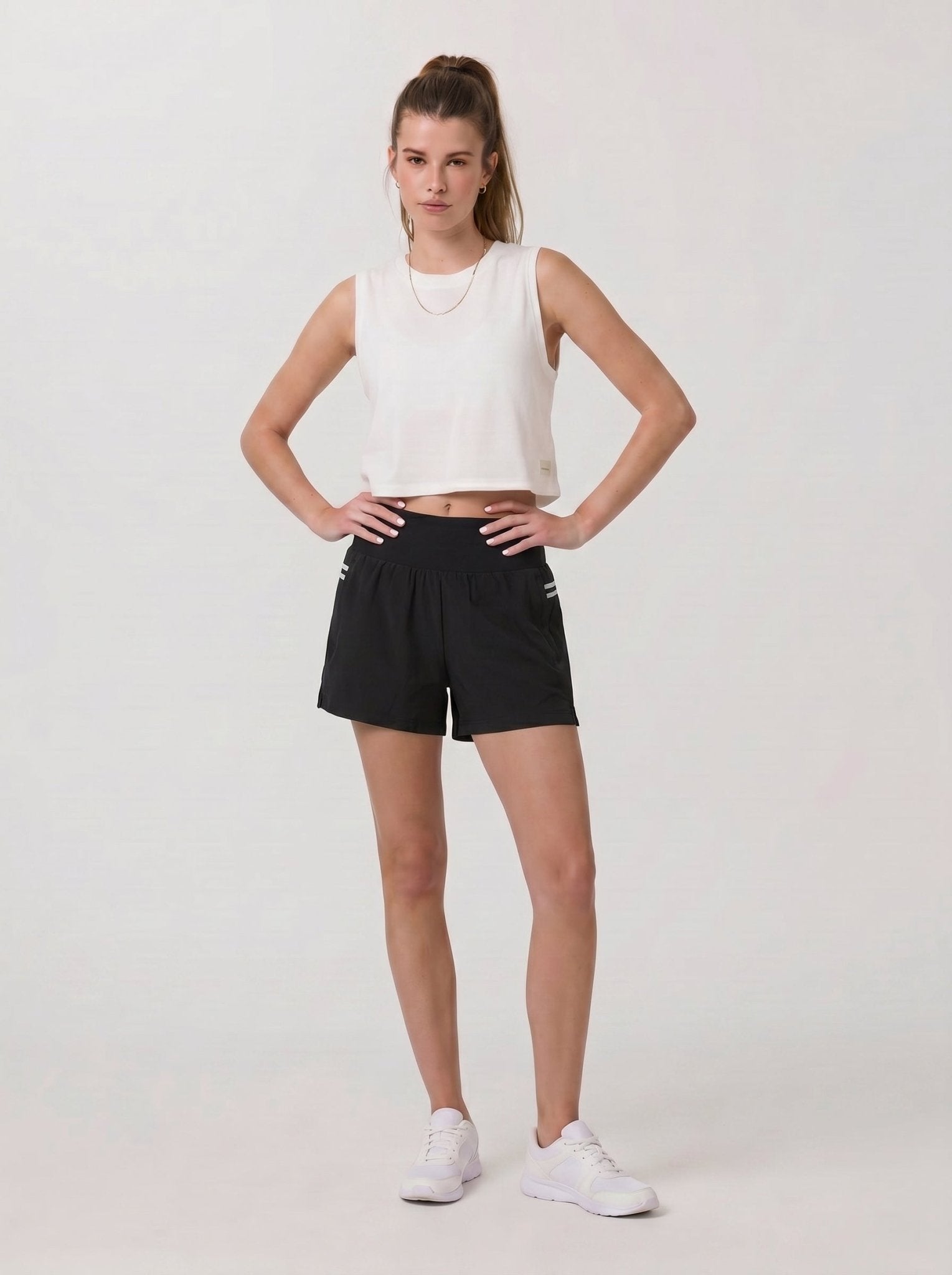 Women’s High Waisted Running Shorts: Lightweight Stretch Workout Shorts with Zipper Pocket - YUCOLEN