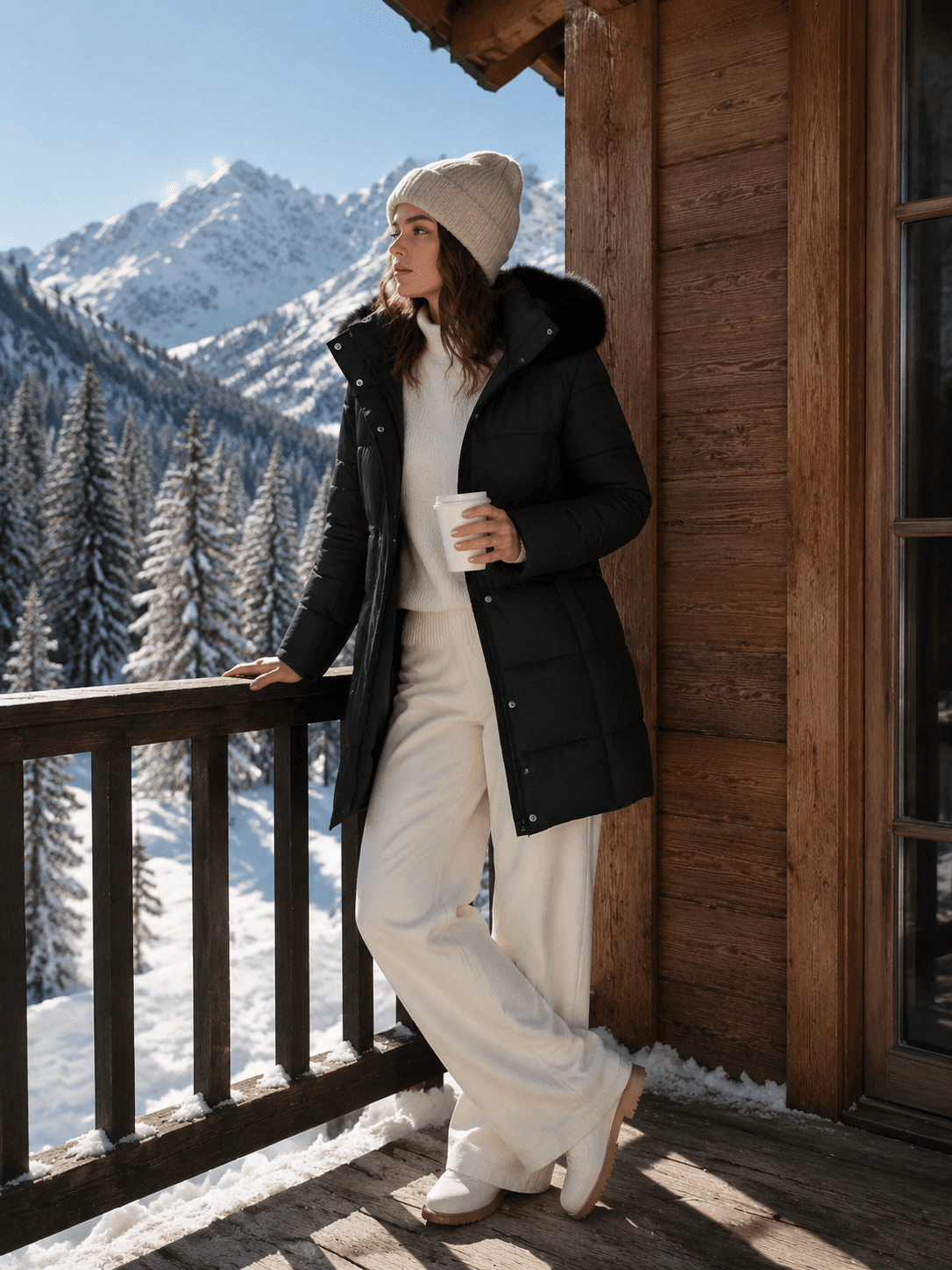 Women's Long Fleece-Lined Puffer Parka with Hood - YUCOLEN