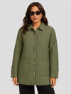 Women's Water Ripple Quilted Shacket Lightweight Button Down Coat with Pockets
