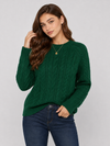 Women's Oversized Cable Knit Sweater Soft Chunky Crew Neck Pullover Top