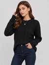 Women's Oversized Cable Knit Sweater Soft Chunky Crew Neck Pullover Top