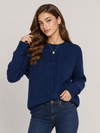 Women's Oversized Cable Knit Sweater Soft Chunky Crew Neck Pullover Top