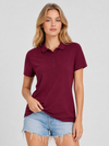 Women's Short Sleeve Cotton Polo Shirt Breathable 3-Button Collared Top