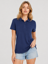 Women's Short Sleeve Cotton Polo Shirt Breathable 3-Button Collared Top