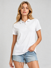 Women's Short Sleeve Cotton Polo Shirt Breathable 3-Button Collared Top