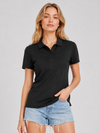 Women's Short Sleeve Cotton Polo Shirt Breathable 3-Button Collared Top