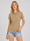 Women's Short Sleeve Cotton Polo Shirt Breathable 3-Button Collared Top