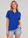Women's Short Sleeve Cotton Polo Shirt Breathable 3-Button Collared Top