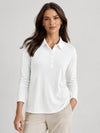 Women's Long Sleeve Golf Shirt Breathable Cotton Blend 5-Button Top